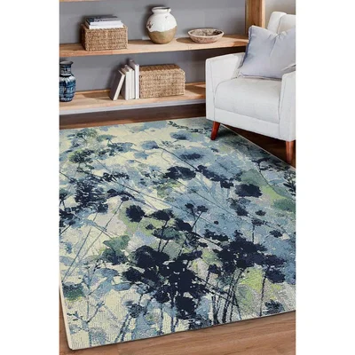 The Range Blue Stunning Intricate Tropical Indoor  Outdoor Rug - Navy / 120cm
