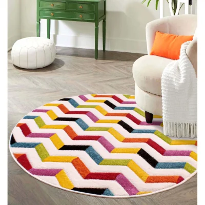 The Range Underfoot Bright Multi Colour Geometric Prism Abstract Living Room Rug - Multi-Colour / 1330.0mm