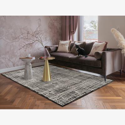 The Range Mayfair Living Room Area Rug Metallic Sheen Contemporary Modern Mesh Design - Black / 290cm