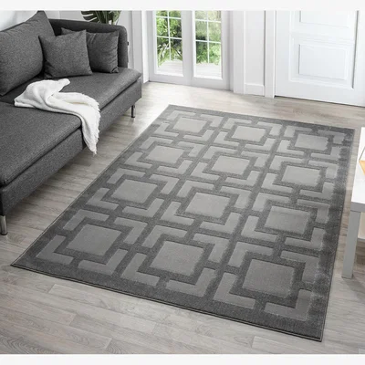 The Range Vellure Modern Indoor Living Room Area Rug Embossed Metallic Sheen Maze Design - Grey / 170cm