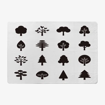 The Range Tree Silhouette Illustrations Designer Rug - White / 150cm