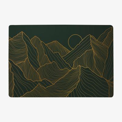The Range Golden Mountain Line Art Designer Rug - Yellow / 200cm