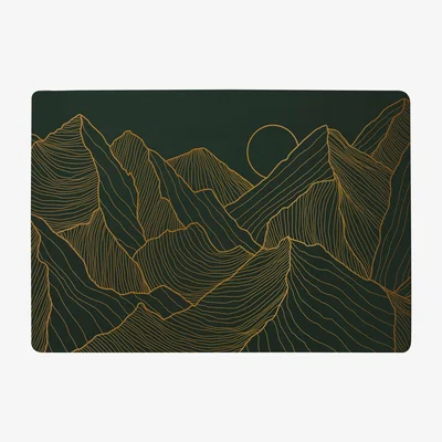 The Range Golden Mountain Line Art Designer Rug - Yellow / 200cm