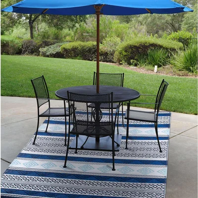 The Range Plastic Outdoor Rug  Caprice Navy White - Navy White / 270cm
