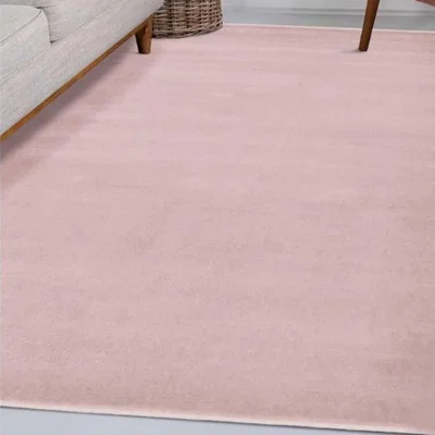 The Range Soft Pink Solid Flatweave Living Room Rug - Islay - Pink
