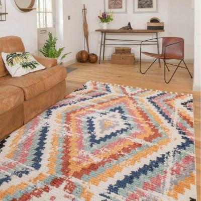 The Range Bold Multicolour Diamond Geometric Tribal Shaggy Tassel Fringed Area Rug - Multicolour / 160cm / 230cm