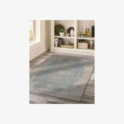 The Range Pearl Traditional Flatweave Chenille Rug - Beige and Blue / 80x200cm