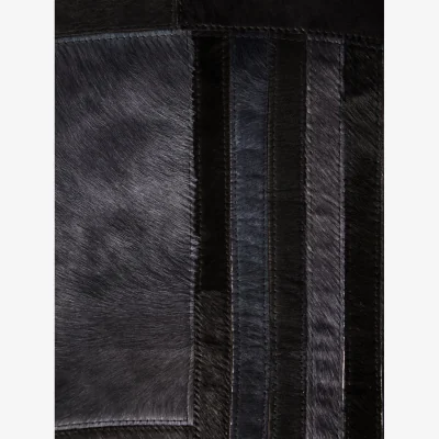 The Range Bosie Safira Small Black And Grey Deco Hair on Leather Rug - Black
