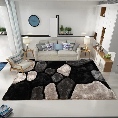 The Range Modern Non-Shedding Soft Area Rug - Black and Grey / 270cm