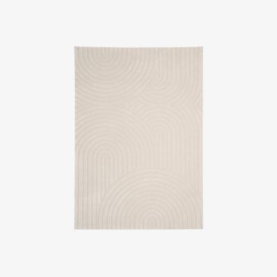 The Range Retro Grooves Plush Pile Cream Beige Living Room Area Rug - Cream / 380cm