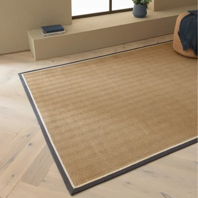 The Range Bordo Herringbone Slate Jute Area Rug - Beige / 200 x 290cm