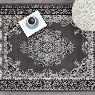The Range Modern Maestro Traditional Vintage Area Rug - Grey / 80x150cm