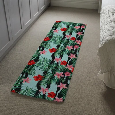 The Range Red  Pink Tropical Plants Runner Rug - Green