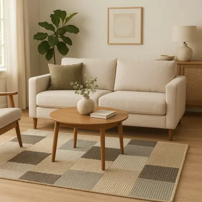 The Range Bosie Jango Small Grid Design Rug - Grey