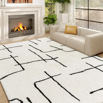 The Range HOMCOM High Pile Modern Shaggy Rug, Soft Floor Carpet 120 x 170 cm - Cream