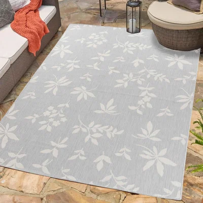 The Range Modern Floral Design Outdoor-Indoor Waterproof Rugs - Silver / 200x290 cm Rectangle