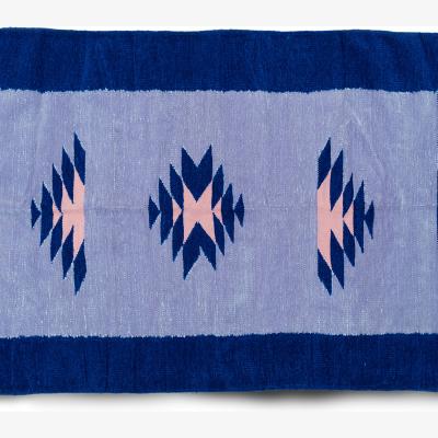 The Range Bordered with Tribal Art Rug - Blue