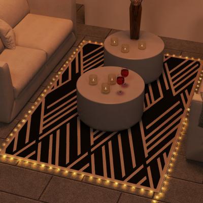 The Range Reversible Outdoor RV Rug with LED String Light 844-836V00MX - Black and Coffee