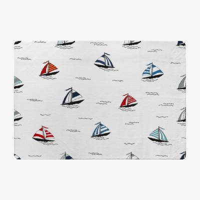 The Range Red  Blue Sailboats Rug - White / 110cm