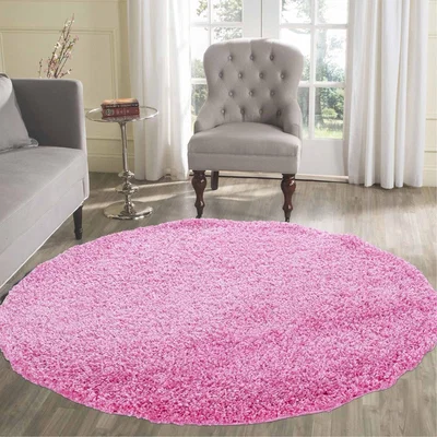 The Range Serdim Rugs Plain Living Room Fluffy Shaggy Area Rugs - Pink / 120cm