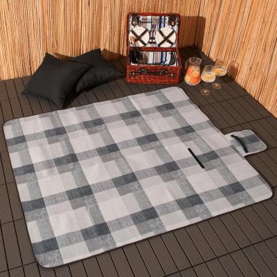 The Range Dreamscene Check Picnic Blanket Foldable Travel Water Resistant Outdoor Rug Mat - Grey