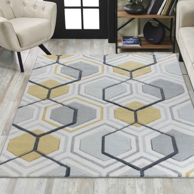 The Range Valencia Modern Hexagon Design Carved Area Rugs - Grey / 200x290 cm Rectangle