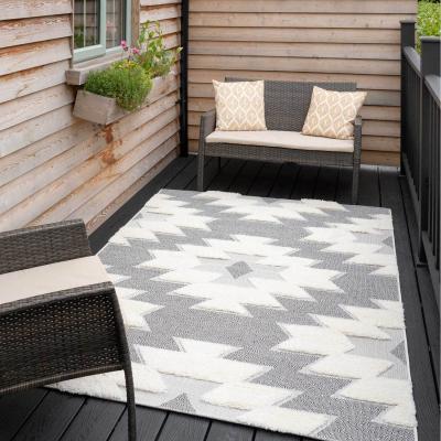 The Range Grey Beige Aztec Geometric Textured Flatweave Indoor Outdoor Rug - Grey / 110 x 60cm
