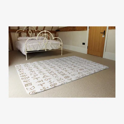 The Range Viking Ritual Symbols Designer Rug - White / 230cm