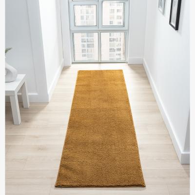 The Range Comfy Washable Low Pile Living Room Plain Area Rug - GOLD / 200cm / 60cm