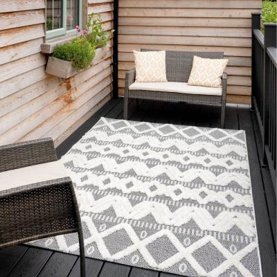 The Range Grey Beige Tribal Aztec Textured Flatweave Indoor Outdoor Rug - Grey / 230 x 160cm