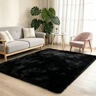 The Range CozyLiving Faux Fur Rectangle Area Rug Soft Fluffy Carpet Shaggy Rug 240x340cm - BLACK