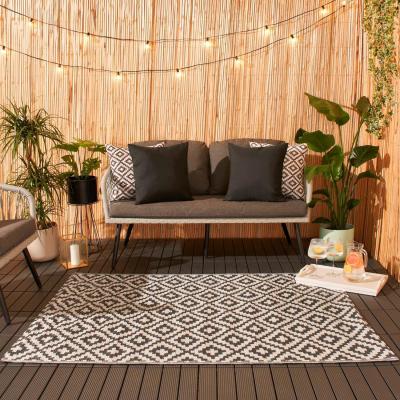 The Range Dreamscene Geometric Outdoor Rug Large Garden Waterproof Non Slip Area Patio Mat - Grey and White