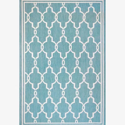 The Range Geometric Outdoor Rugs Stain Resistant Easy to Clean Outdoor Rugs - Teal / 9kg / 290cm