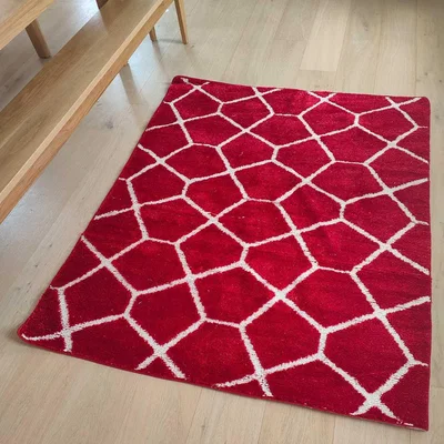 The Range Red Multi Purpose Anti Slip and Washable Shaggy Rug - Smart - Red / 6kg