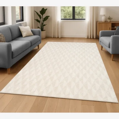 The Range Textured Leaf Rug - Neutral / 160cm