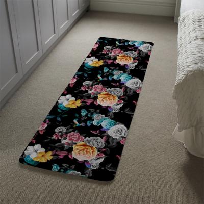 The Range Humming Bird Roses Peony With Leaves Runner Rug - Black