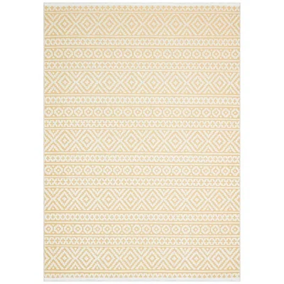 The Range Outdoor Modern Rugs With Flat Pile and Chic Designs Easy to Clean Rugs - Yellow / Geometric / 190cm(6ft3in) X 290cm(9ft6in) / 290cm