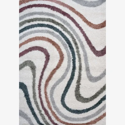 The Range The Rugs Moodi Striped Design Patterned Shaggy Rug - Multicolour / 290cm