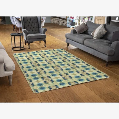 The Range Psychedelic Geometric Pattern Rug - Green / 150cm
