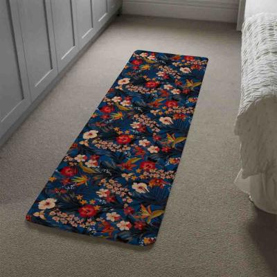 The Range Bright Red  Orange Tropical Flowers  Plants Runner Rug - Blue