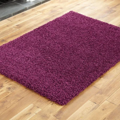 The Range Everest Soft Fluffy Shaggy Rug - Aubergine / 290.0cm / 200.0cm / Easy-care performance; stain resistant; non-shedding.