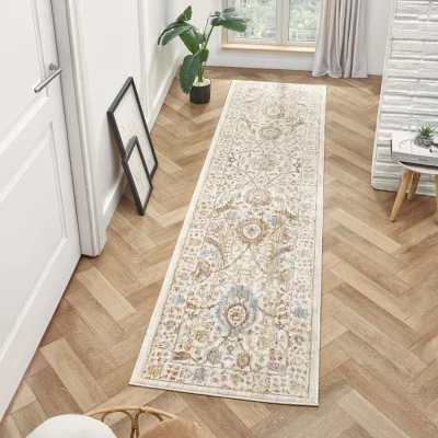 The Range Underfoot Dawn Large Traditional Floral Bordered Indoor Rug, 8 mm, Cream - Cream