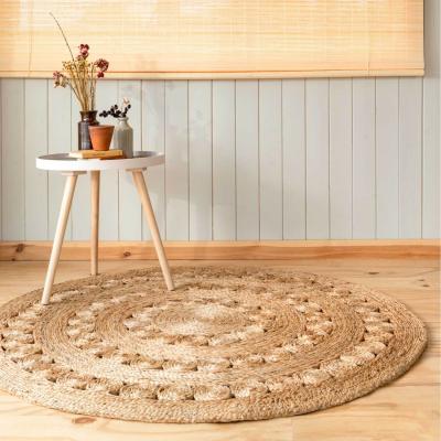 The Range Handwoven Natural Jute Round Circle Braided Mat - Natural Brown