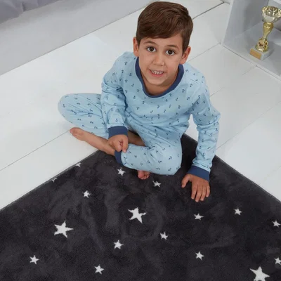 The Range Dreamscene Star Print Anti-Slip Rug - Charcoal Grey / 60cm / 120cm