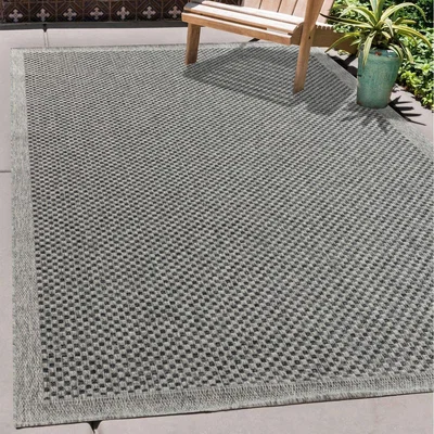 The Range Modern Checkered Design Outdoor-Indoor Waterproof Rugs - Dark Grey / 200x290 cm Rectangle