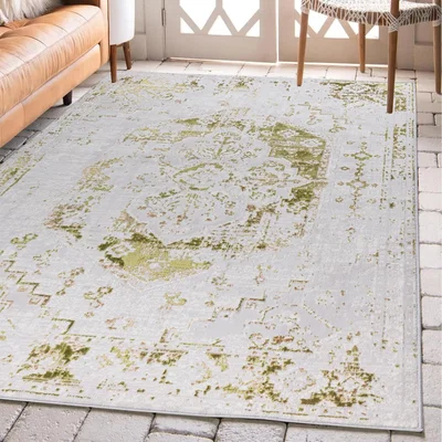 The Range Timeless Green Distressed Traditional Rug - Monalisa - Green / 7kg