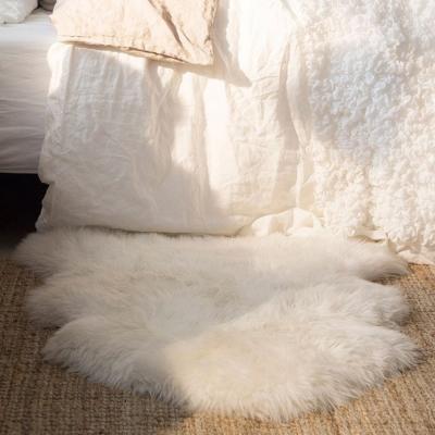 The Range Shag Faux Sheepskin Fluffy Irregular Rug - White / 550G