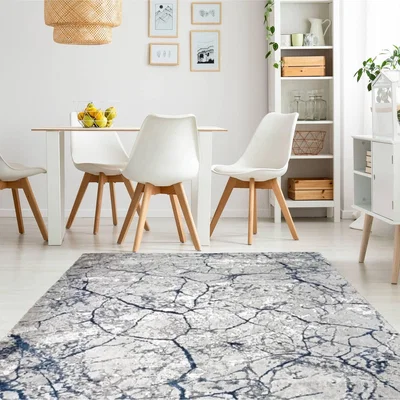 The Range Grey and Navy Blue Abstract Rug - Sienna - Grey / 5kg