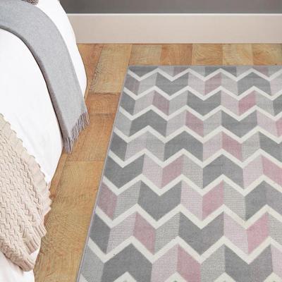 The Range Modern Pink Chevron Low Pile Living Room Rug - Islay - Pink