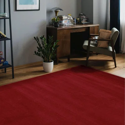 The Range Modern Red Solid Flatweave Living Room Rug - Islay - Red